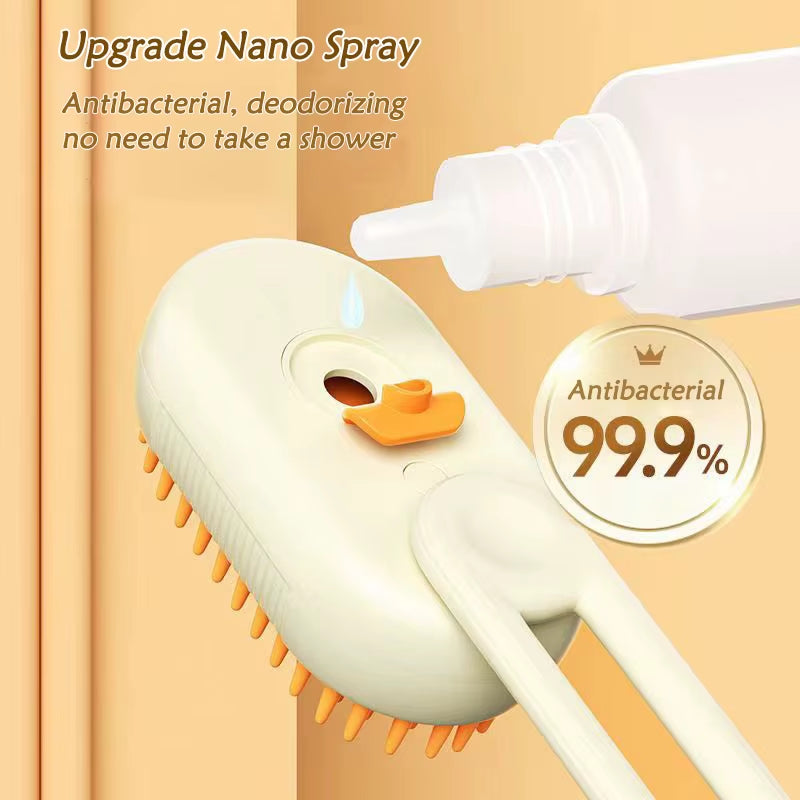 3 in 1 Cat Dog Pet Spray Massage Brush One Button Steam Spray Folding Rotatable Grooming Tool Hair Bath Hair Removal Brush Comb
